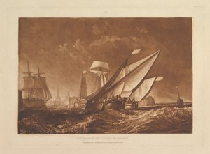 Vjezd do přístavu Calais Liber Studiorum, část XI, deska 55, 1. ledna 1816. od Joseph Mallord William Turner