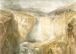 Fall Of The Tees, Yorkshire (akvarel přes tužku na špinavě bílý tkaný papír) od Joseph Mallord William Turner