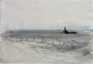 Šedé moře, loď běží na břeh, cca 1840 (akvarel na papíře) od Joseph Mallord William Turner