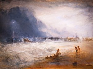 Záchranný člun a přístroj manby míří na uvízlé plavidlo od Joseph Mallord William Turner