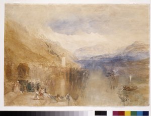 Oberhofen, jezero Thun (akvarel na bílém papíře) od Joseph Mallord William Turner