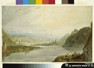Remagen, Erpel And Linz (akvarel a kvaš na bílém papíře připravený šedým lavírováním) od Joseph Mallord William Turner