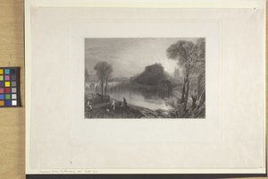 Hrad Tamworth, Staffordshire (leptání a rytí na indický papír, chine collé) od Joseph Mallord William Turner