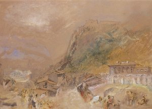Bastille v Grenoblu, z vesnice La Tronche, kolem roku 1836 (akvarel na papíře) od Joseph Mallord William Turner