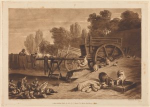 Hospodářský dvůr s kohoutem od Joseph Mallord William Turner