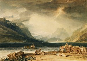 Thunské jezero, Švýcarsko, cca 1802-10 (akvarel) od Joseph Mallord William Turner