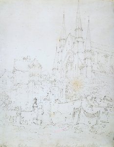 West Window, Worcesterská katedrála (tužka na bílém papíře) od Joseph Mallord William Turner
