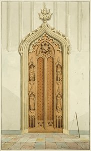 Dveře vyrobené Clarkem, na každé straně oltáře svatého Marka (akvarel na papíře) od Joseph Manning