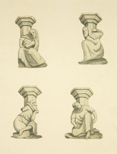 Čtyři vazníky na věži (původně nesoucí sochy) St Mary Redcliffe (akvarel na papíře) od Joseph Manning