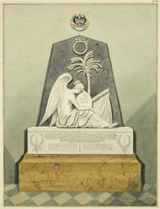 Památník v kostele svatého Pavla (tužka a akvarel na papíře) od Joseph Manning