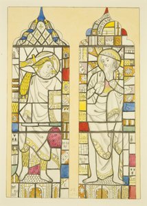 Vitráže v severním okně, severní transept St Mary Redcliffe (akvarel na papíře) od Joseph Manning