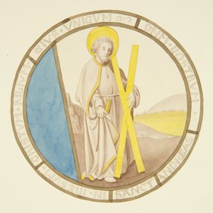 Vitráže v okně soukromé kaple biskupského paláce: St Andrew (akvarel na papíře) od Joseph Manning