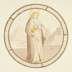 Vitráže v okně soukromé kaple Biskupského paláce: St John (akvarel na papíře) od Joseph Manning