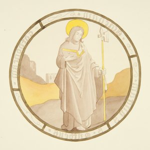 Vitráže v okně soukromé kaple biskupského paláce: St Matthew (akvarel na papíře) od Joseph Manning