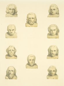 Deset hlav ve vlysu kolem severní verandy St Mary Redcliffe (akvarel na papíře) od Joseph Manning