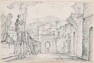 Římská ulice s Monte Cavo v dálce od Joseph Marie Vien