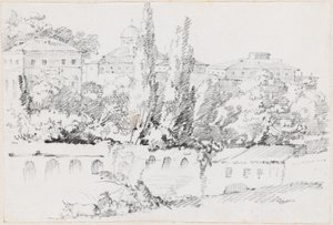 Římské hradby s Santa Maria del Popolo v dálce od Joseph Marie Vien