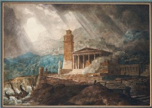 Capriccio z římského přístavu během bouře od Joseph Michael Gandy