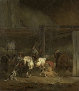 Stáj pro koně, asi 1830-1840 (olej na desce) od Joseph Moerenhout