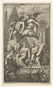 Herkules korunovaný Viktorií CD. Bruyns Reysen (název na objektu) Titulní strana pro: Cornelis de Bruyn, Reizen, 1698 od Joseph Mulder