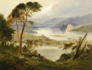 Oberwesel s hradem Schonburg, na Rýně, 1840