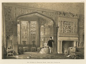 Bay okno v přijímacím pokoji, Lyme Hall, Cheshire