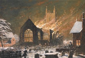 Croydon Church on Fire, 5. ledna od Joseph Nash