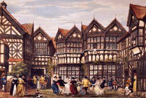 Little Moreton Hall, Cheshire, z "The Mansions of England in the Olden Time", 1839-40 od Joseph Nash