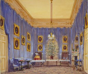 Vánoční strom královny Viktorie, hrad Windsor, 1845 od Joseph Nash