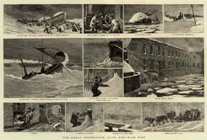 Velká sněhová bouře, vichřice a příliv od Joseph Nash