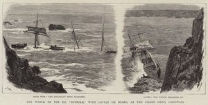Vrak lodi SS Suffolk s dobytkem na palubě, v Lizard Head, Cornwall