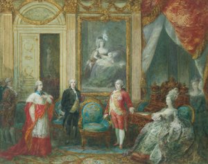 Ludvík XVI. a jeho manželka Marie Antoinetta přijímá kardinála