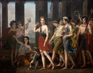 Krásná Anthia, která vede své společníky do chrámu Diany v Efezu, kolem roku 1820 (olej na plátně)
