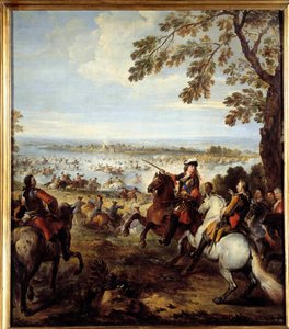 Průchod Rýnem Armee Ludvíka XIV (1638-1715), Tholhuisův obraz od Josepha Parrocela (1646-1704) Sun. 2,34x1,64 m