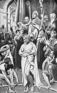 Křest Clovisův (litografie) od Joseph Paul (after) Blanc