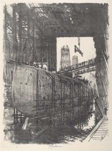 Stavba bitevní lodi, 1917. od Joseph Pennell