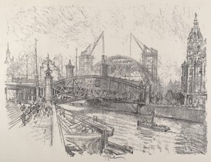 Stavba nádraží Friedrichstrasse od Joseph Pennell
