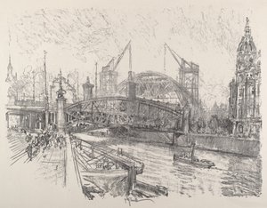 Stavba nádraží Friedrichstrasse, 1921. od Joseph Pennell
