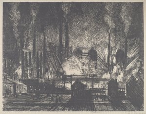 Střídání směn, Charleroi od Joseph Pennell