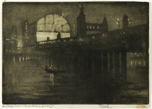 Charing Cross v noci od Joseph Pennell