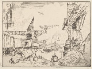 Jeřáby v Duisburgu od Joseph Pennell