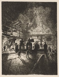 English War Work: In the Jaws of Death, Rolling Bars for Shells od Joseph Pennell