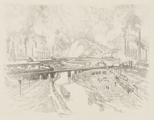 Anglické válečné dílo: Munition Town od Joseph Pennell