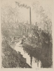 Anglické válečné dílo: Velký komín, Motorový park od Joseph Pennell