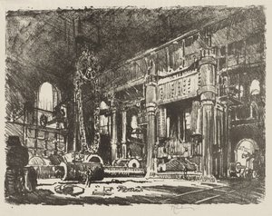 Anglické válečné dílo: The Gun Forge od Joseph Pennell