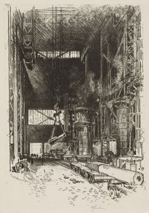 Anglické válečné dílo: The New Gun Pit od Joseph Pennell