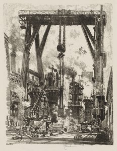 Anglické válečné dílo: The Old Gun Pit od Joseph Pennell