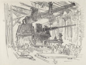 Montáž zbraní do věží, 1916. od Joseph Pennell