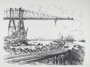 Francouzský kanál a americké jeřáby, 1912. od Joseph Pennell
