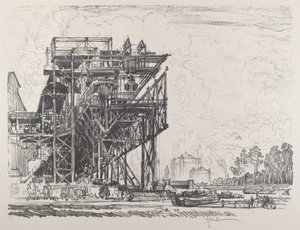 Plynárna z kanálu, Berlín, 1921. od Joseph Pennell